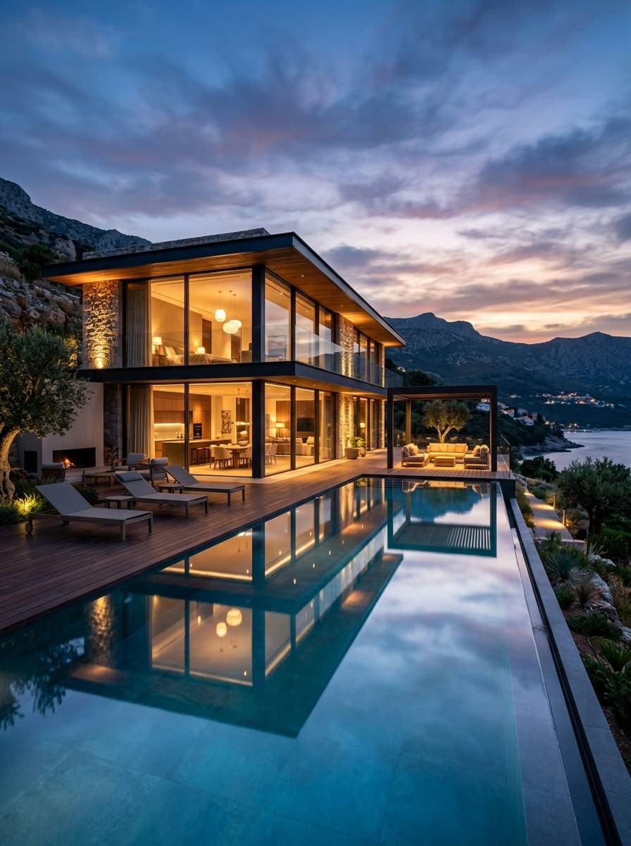 Luxury Villa at Twilight